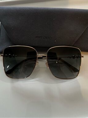 Jimmy Choo Hester/S Gold Black Oversized Sunglasses Italy